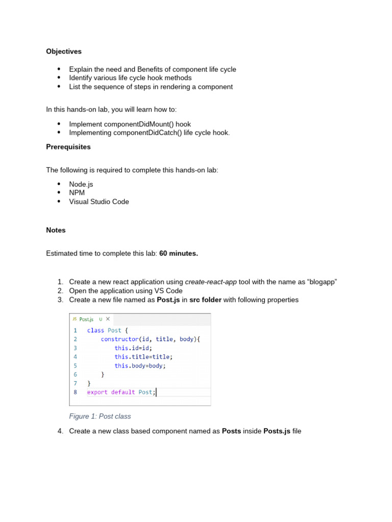 React Component Lifecycle Lab Guide | PDF