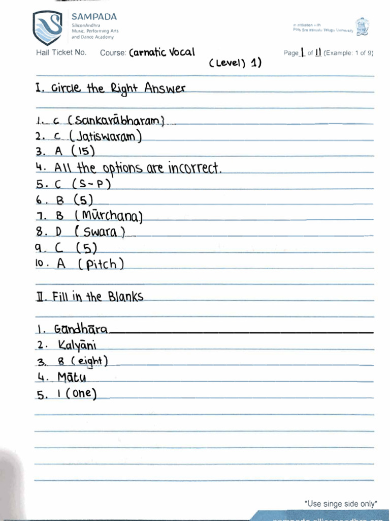 Best CM Level 1 Answer Sheet 2020 | PDF