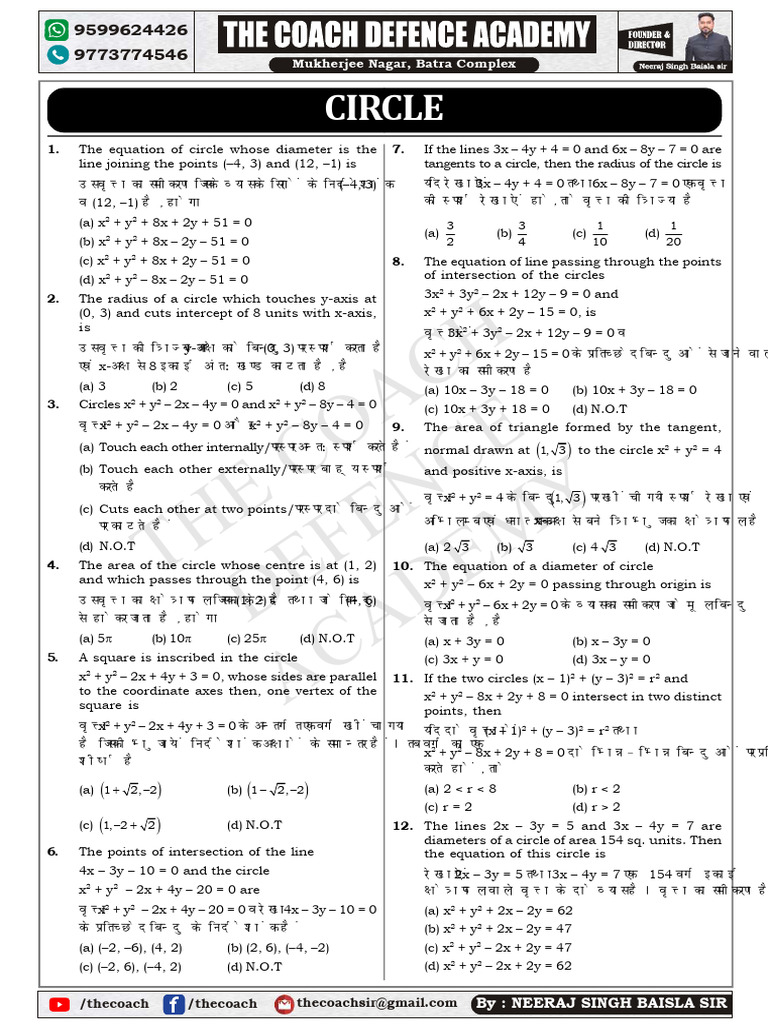 Circle Geometry Problems and Solutions | PDF | Geometric Objects | Euclid