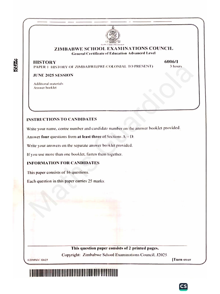 A Level History June 2025 Paper 1 | PDF