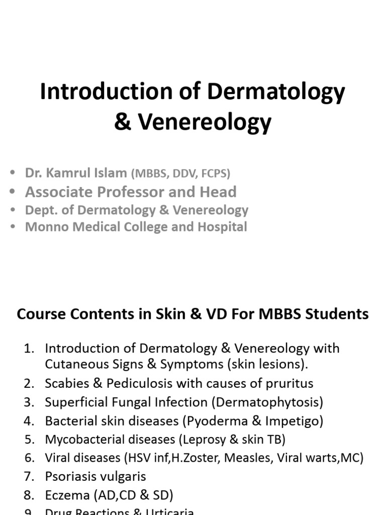Dermatology & Venereology Overview | PDF | Epidermis | Skin