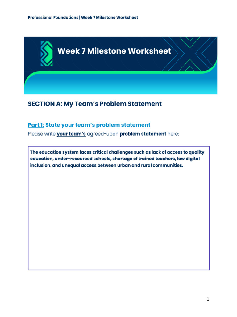Week 7 Milestone Worksheet - Professional Foundations | PDF