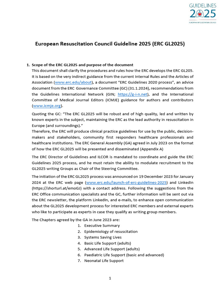ERC Guidelines 2025 Process Document | PDF | Systematic Review