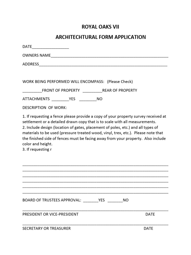 Royal Oaks VII Architectural Form | PDF