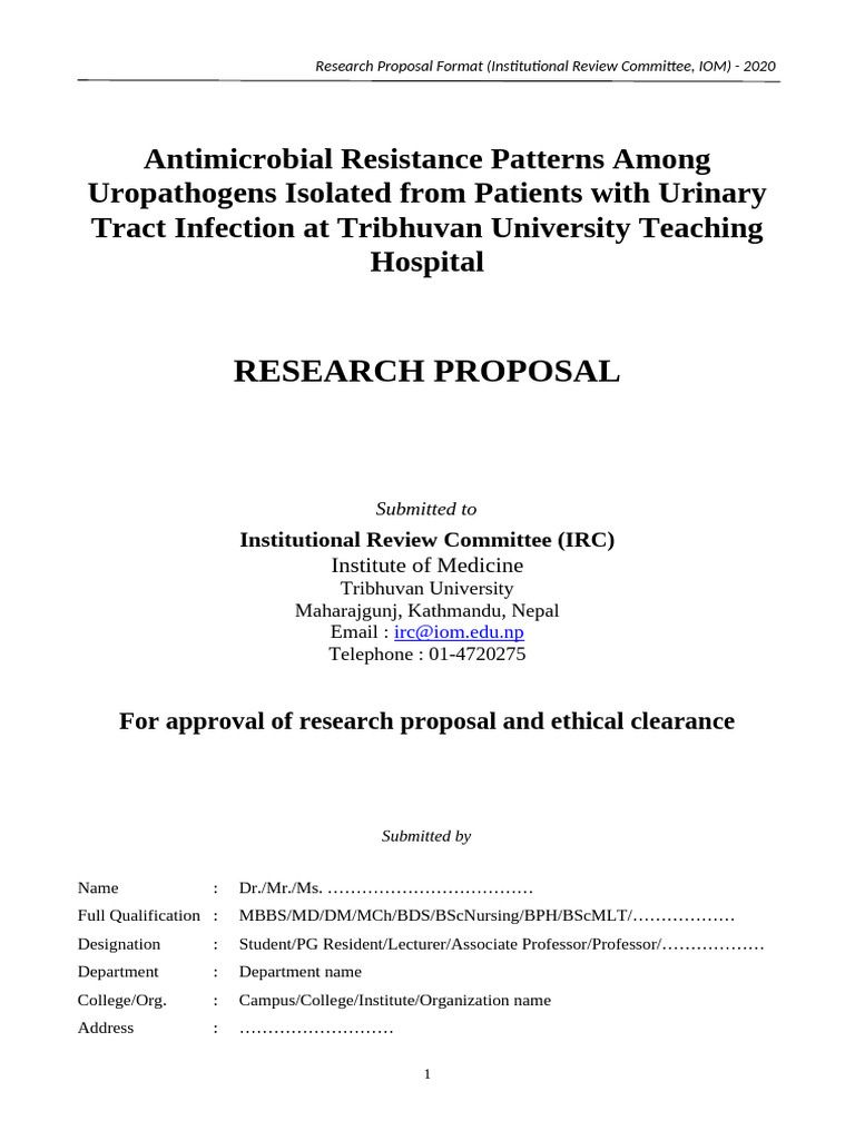 IOM IRC Research Proposal Guidelines | PDF | Urinary Tract Infection ...