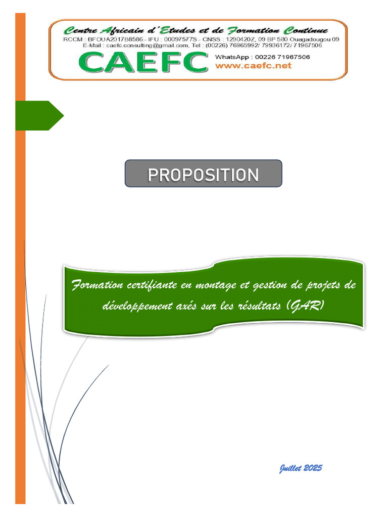 Formation en Gestion de Projets GAR | PDF | Planification | Analyse ...