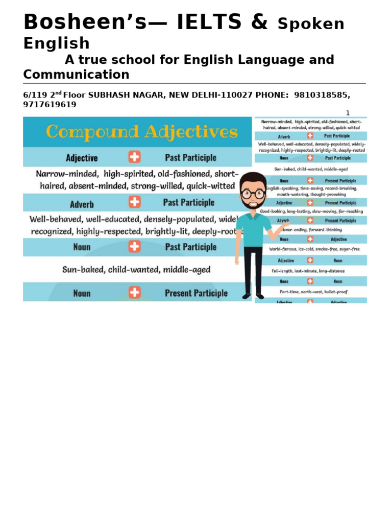 Compound Adjectives Main For Students Bosheen's | PDF | Adjective | Verb