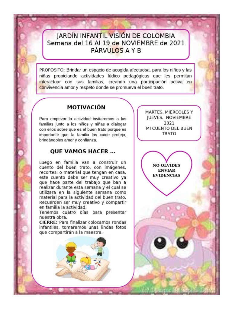 Actividades de Buen Trato en Jardín Infantil | PDF | Educación de la ...