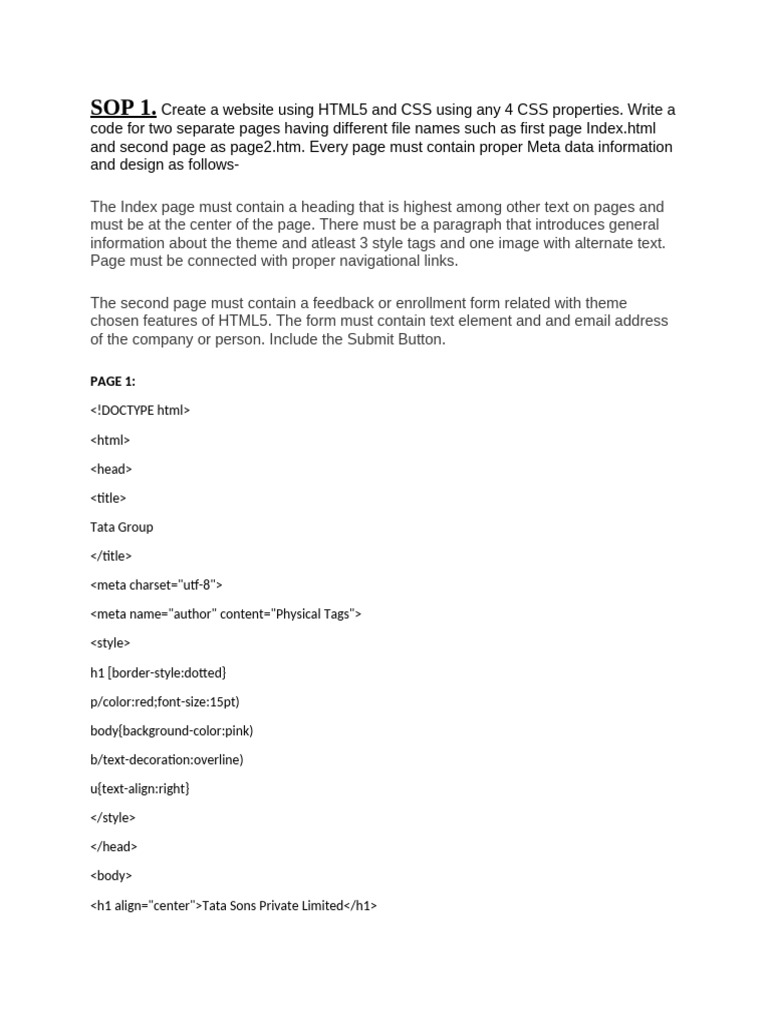 All HTML Sops With Output | PDF | Html | Html Element