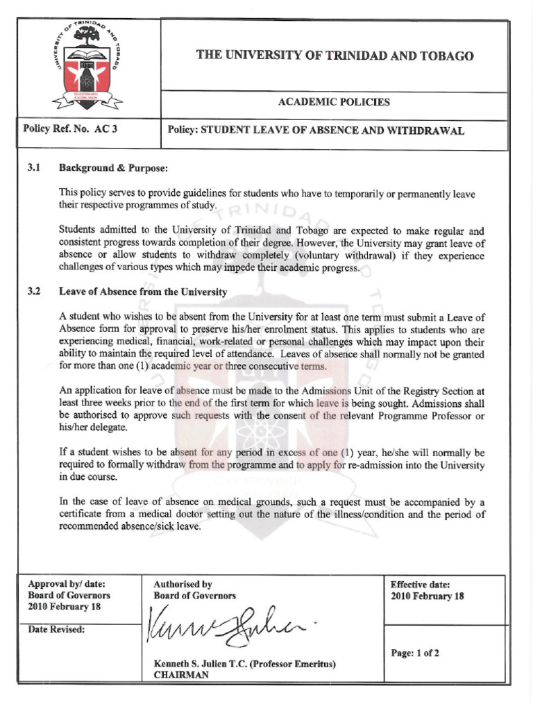 Student Leave of Absence and Withdrawal | PDF