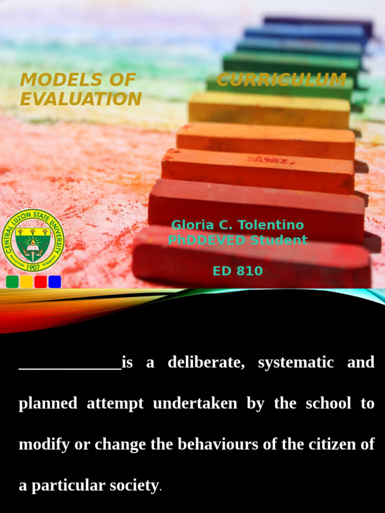 ED 810 - PPT - Reporting - Models of Curriculum Evaluation - TOLENTINO ...