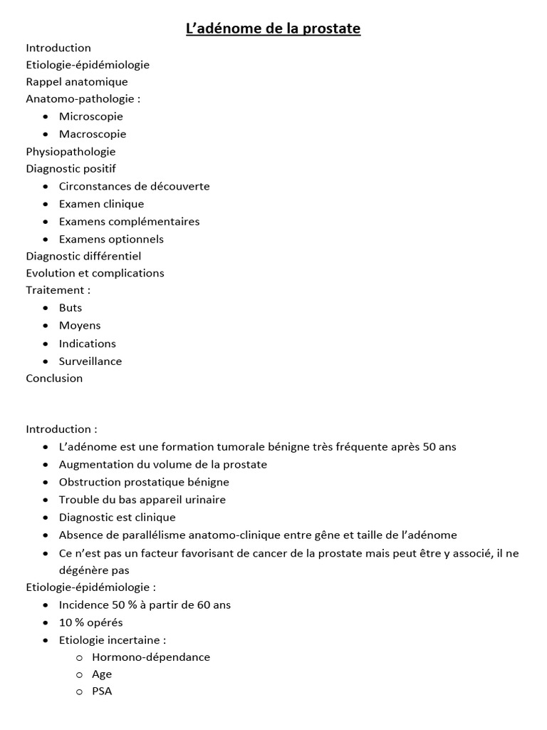 Adénome de la prostate diagnostic et traitement PDF Prostate — free download