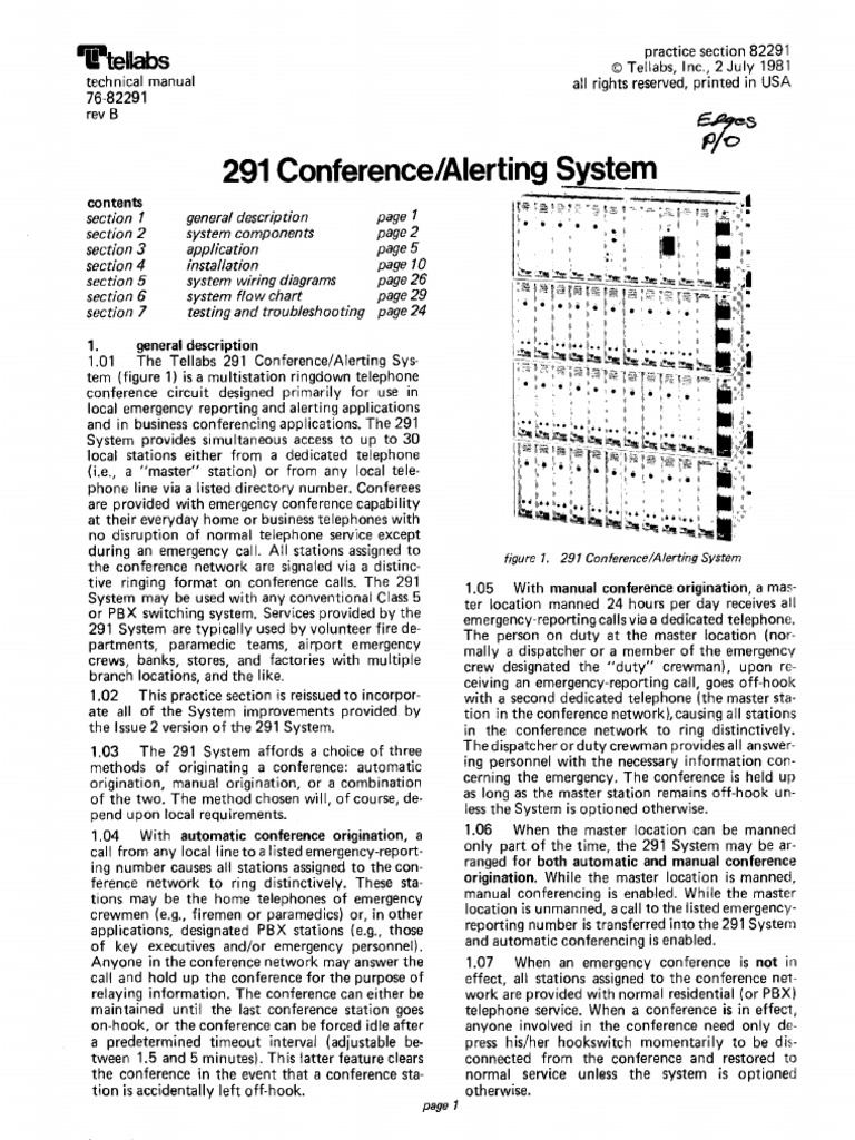 Tellabs 291 Conference/Alerting System | PDF | Amplifier | Fuse ...