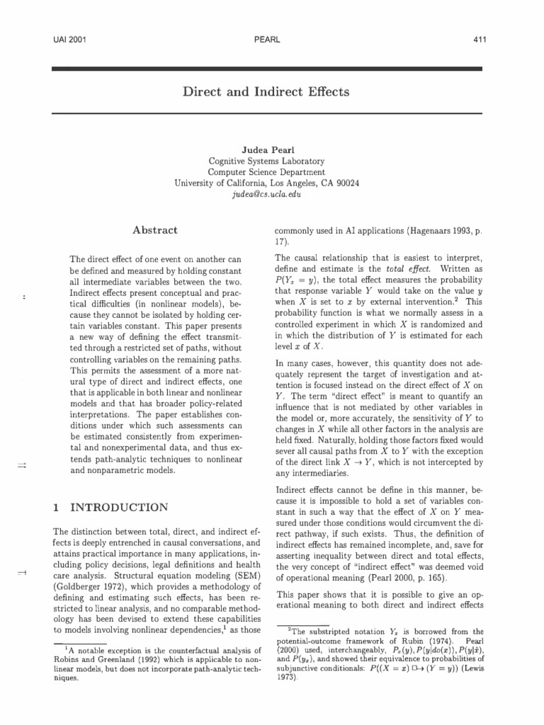 Direct and Indirect Effects in Causality | PDF | Structural Equation ...