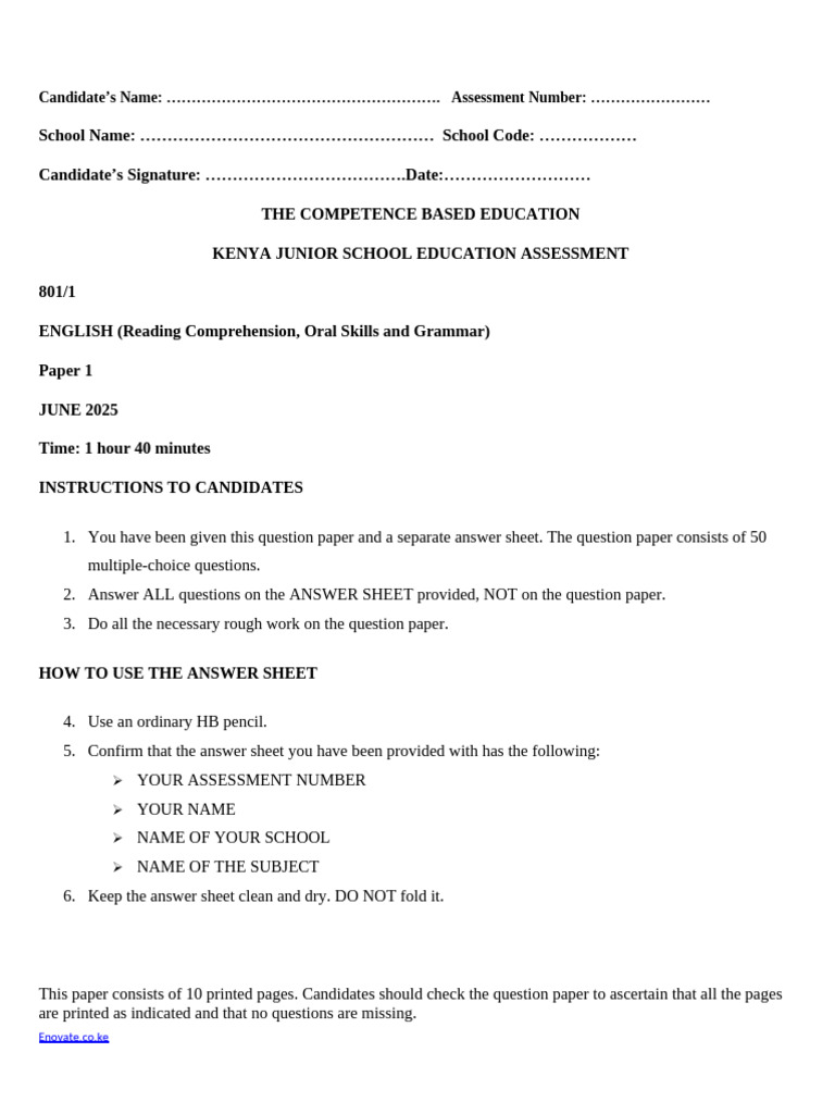 Grade 8 English Paper 1 Exam 2025 | PDF | Bees | Pollination