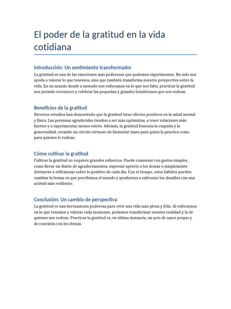 El poder transformador de la gratitud | PDF
