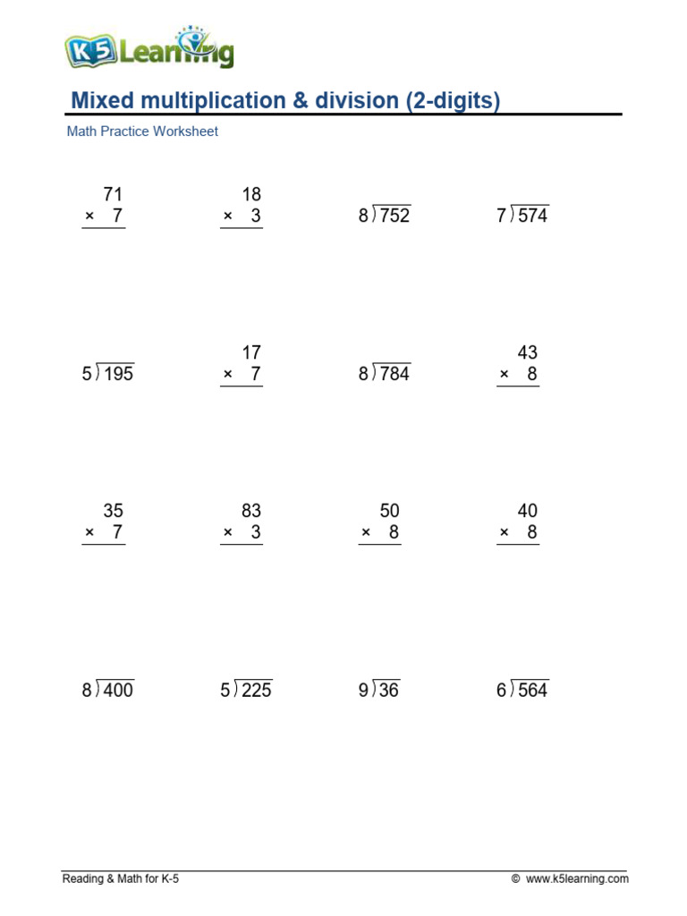 Multiplication and Division Worksheet | PDF