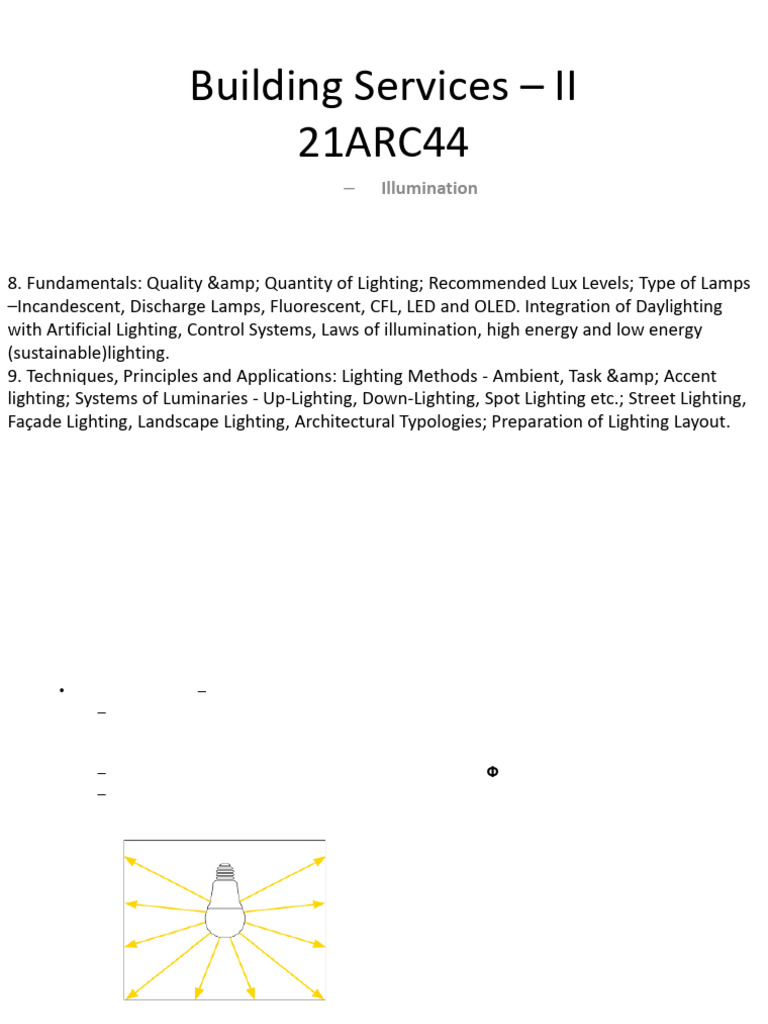 Building Services II Module 4 | PDF | Incandescent Light Bulb | Lighting