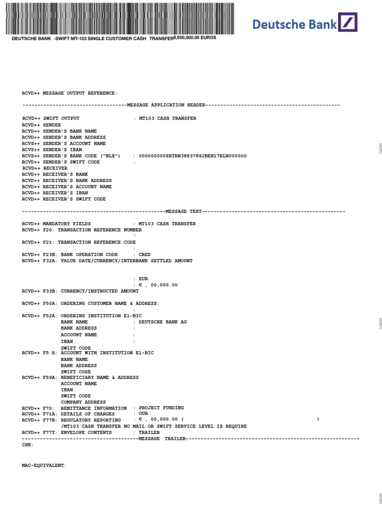 MT103 8 | PDF | Transmission Control Protocol | Banking