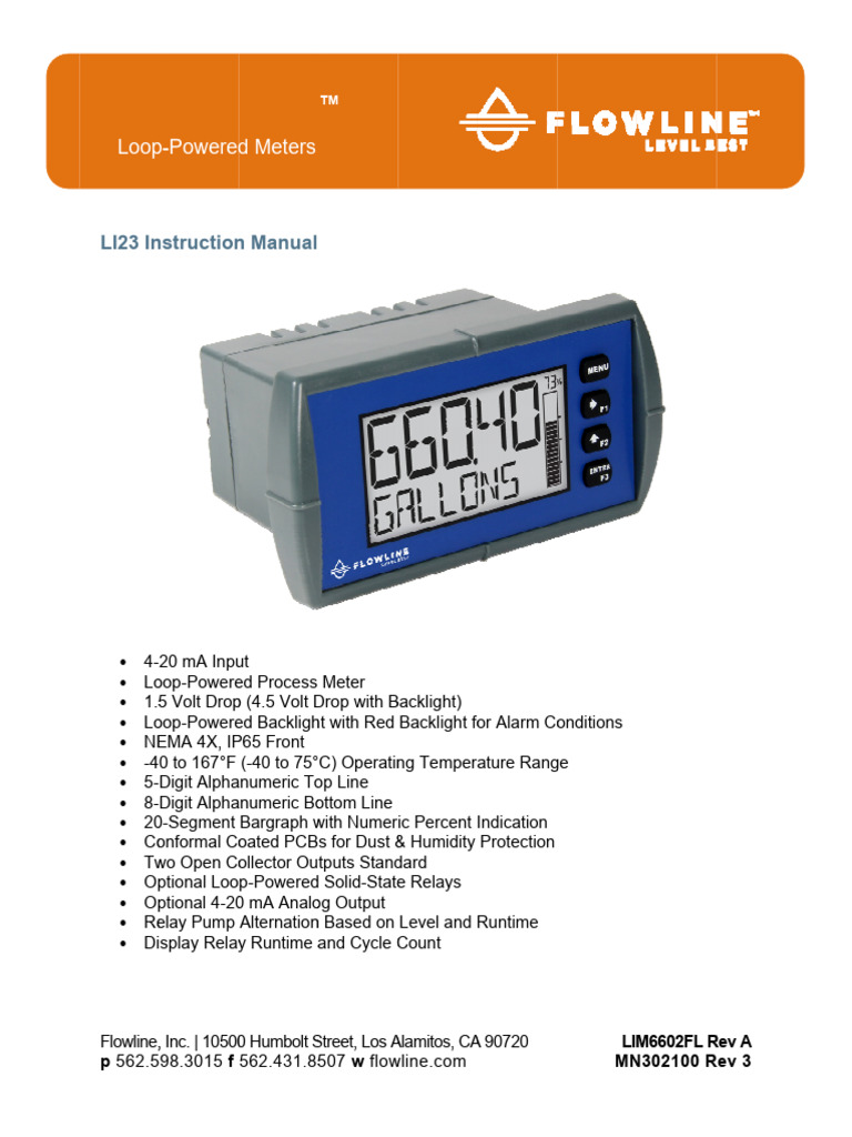 LI23 Loop-Powered Meter Manual | PDF | Pascal (Unit)