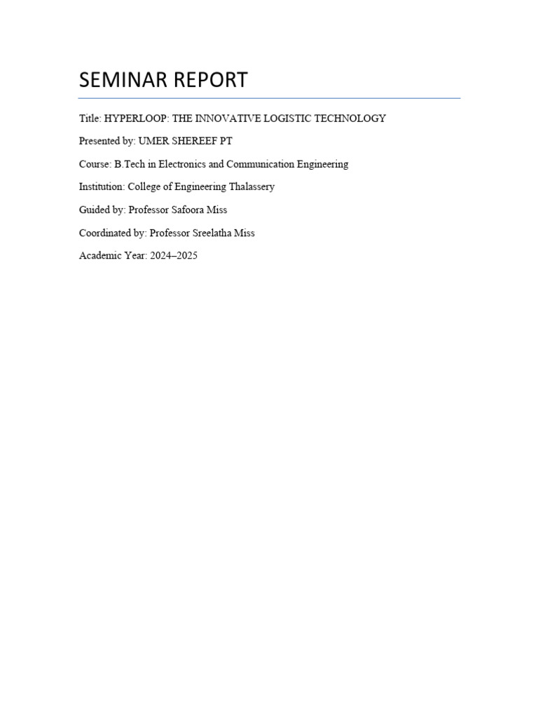 Hyperloop Technology in Logistics | PDF | Hyperloop | Transport