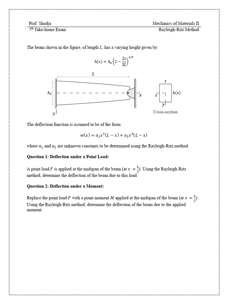 Rayleigh-Ritz Method for Beam Deflection | PDF