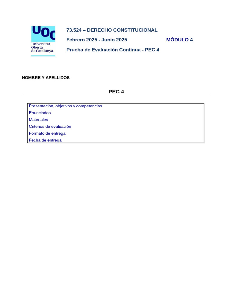 PEC 4: Evaluación Derecho Constitucional | PDF | Libertad de expresión ...