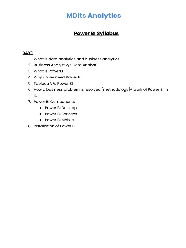 Power BI Course Syllabus Overview | PDF | Data Warehouse | Information ...