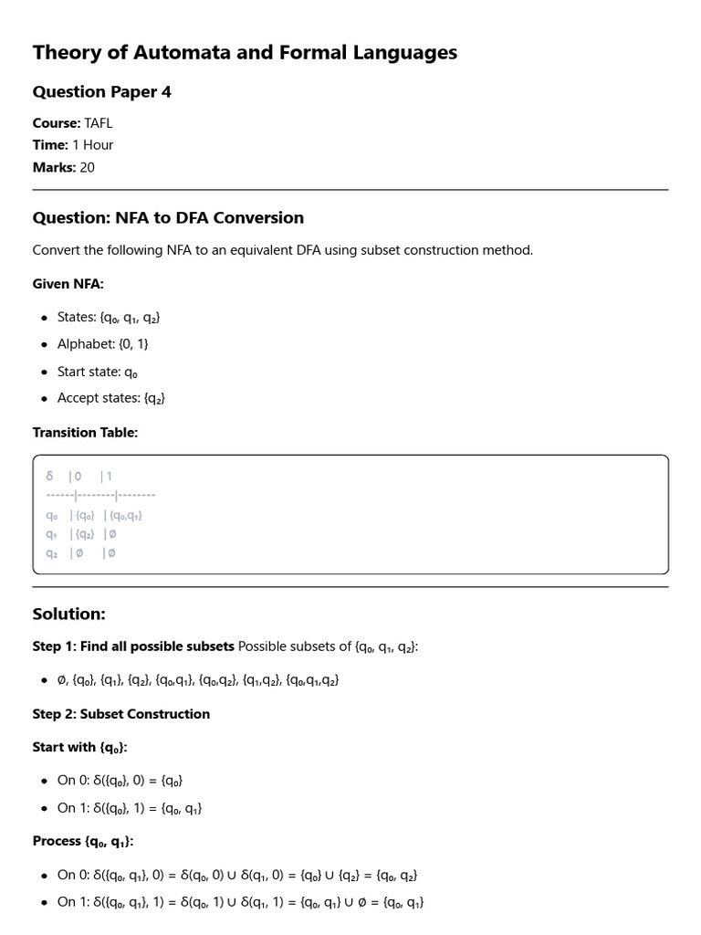 NFA to DFA Conversion Exercise | PDF