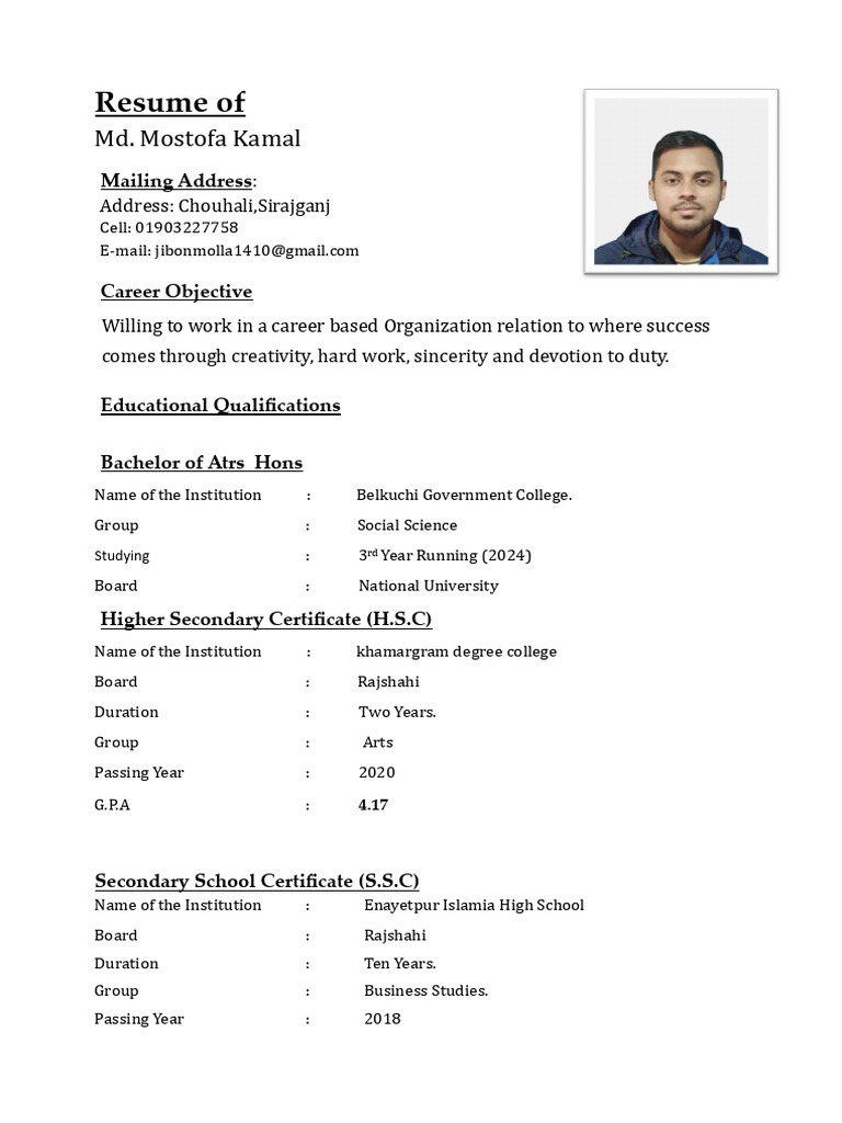 CV 2 Jibon Last Up | PDF