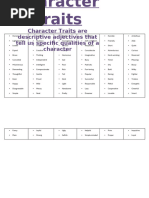 Character Traits for OCs: Positive & Negative | PDF | Psychology ...