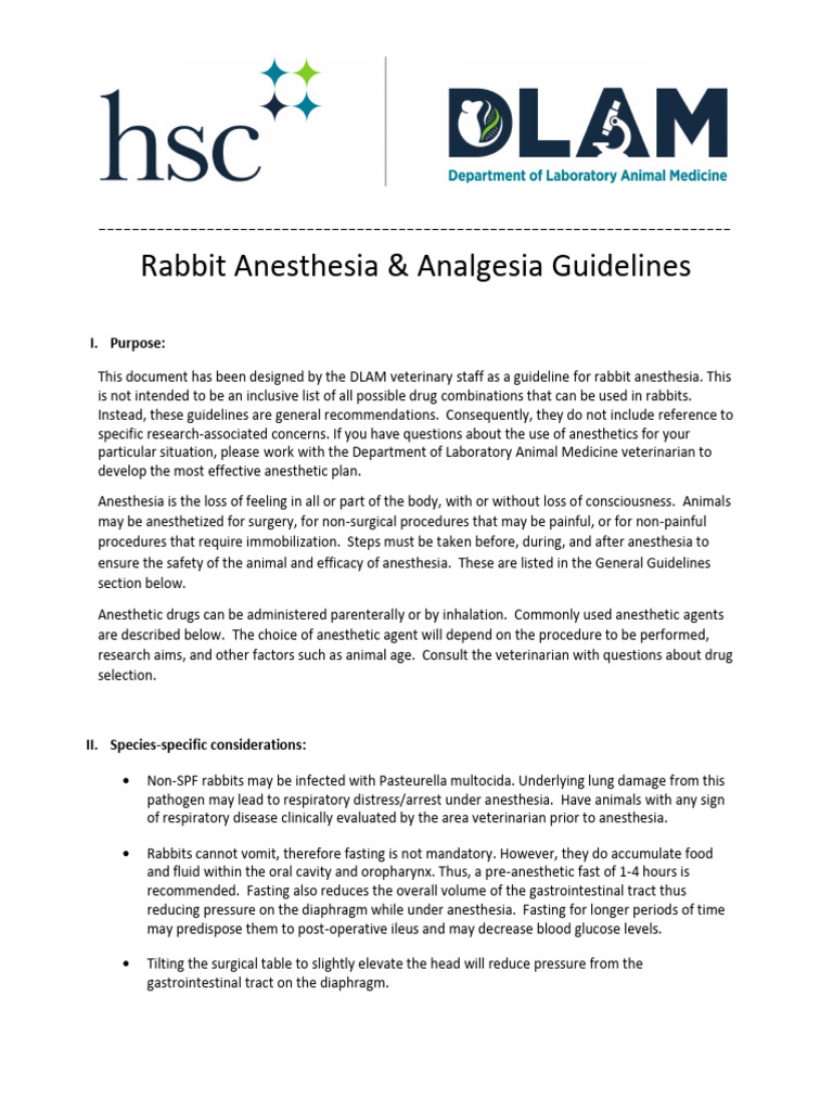 Rabbit Anesthesia Analgesia DLAM-2022 | PDF | Anesthesia | Clinical ...