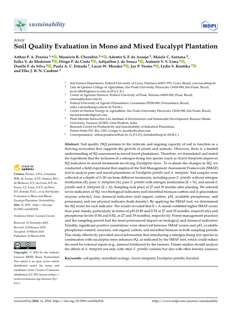 Soil Quality in Eucalyptus and Acacia Mixes | PDF | Soil | Eucalyptus