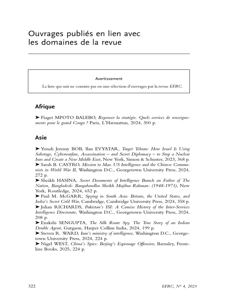 Publications on Intelligence and Espionage | PDF | Espionage | National ...