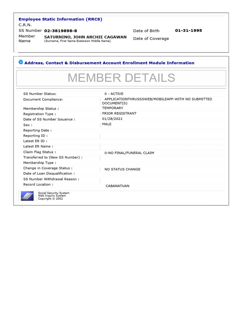 Employee Static Information Overview | PDF