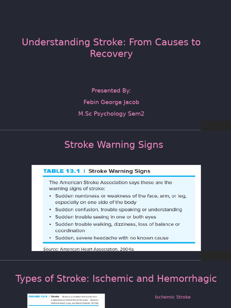 Stroke Causes, Effects, and Recovery Guide | PDF | Stroke | Neuroplasticity