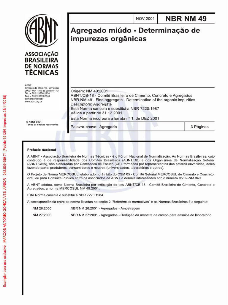 NBR NM 49-2001 | PDF