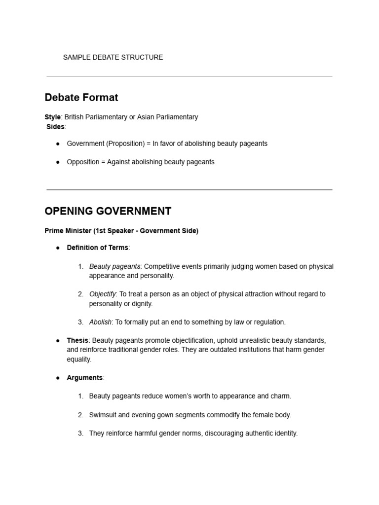 Sample Debate Structure | PDF | Social Psychology
