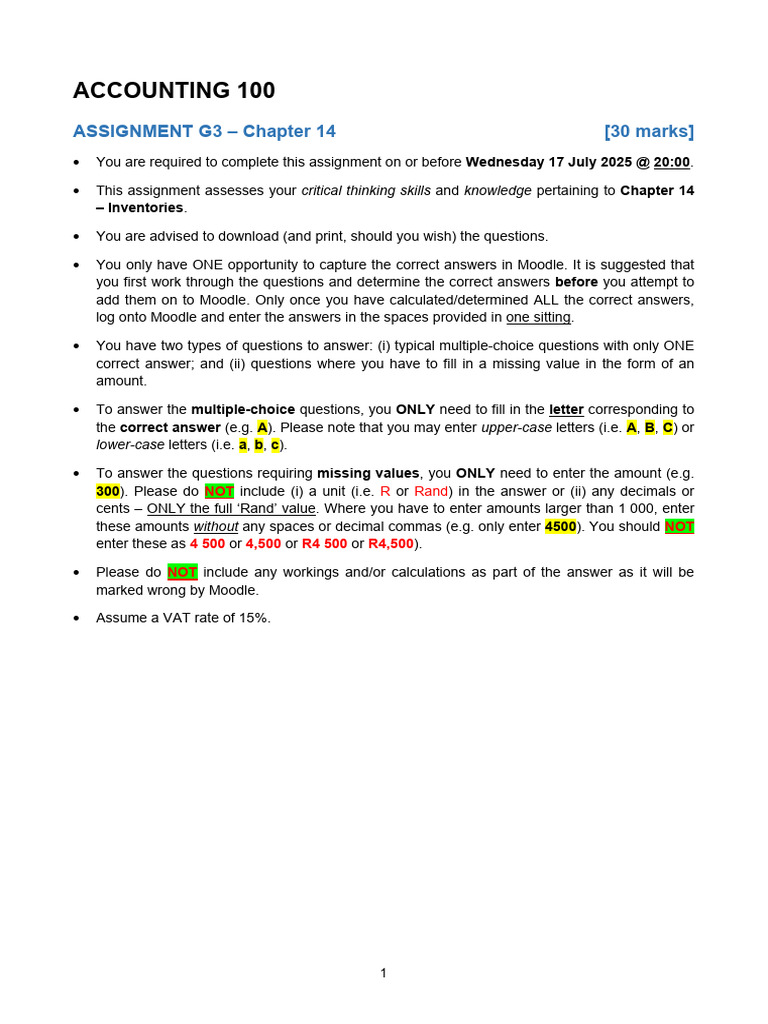 Chapter 14 Inventory Assignment Guide | PDF | Inventory | Value Added Tax