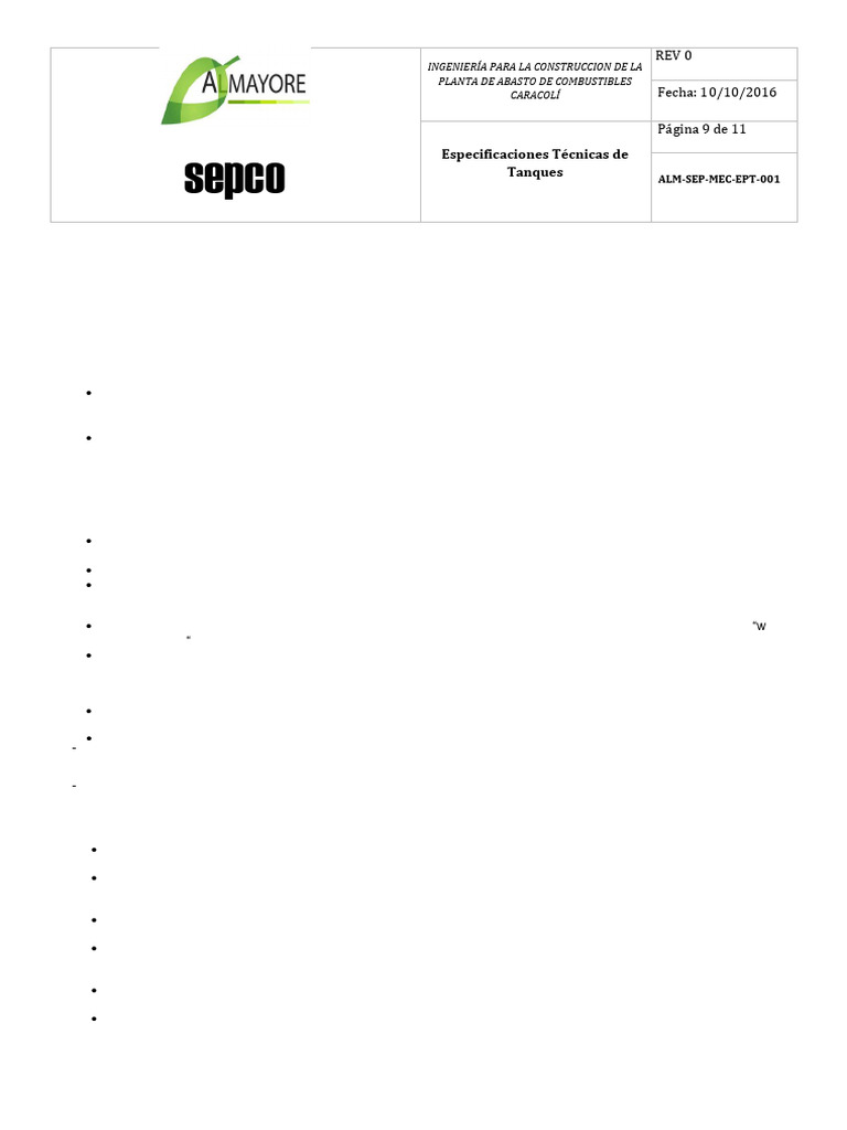 Alm Sep Mec Ept 001 Especificaciones de Tanques 9 | PDF