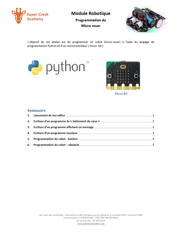 Programmation Python pour Micro Rover | PDF | Programmation ...