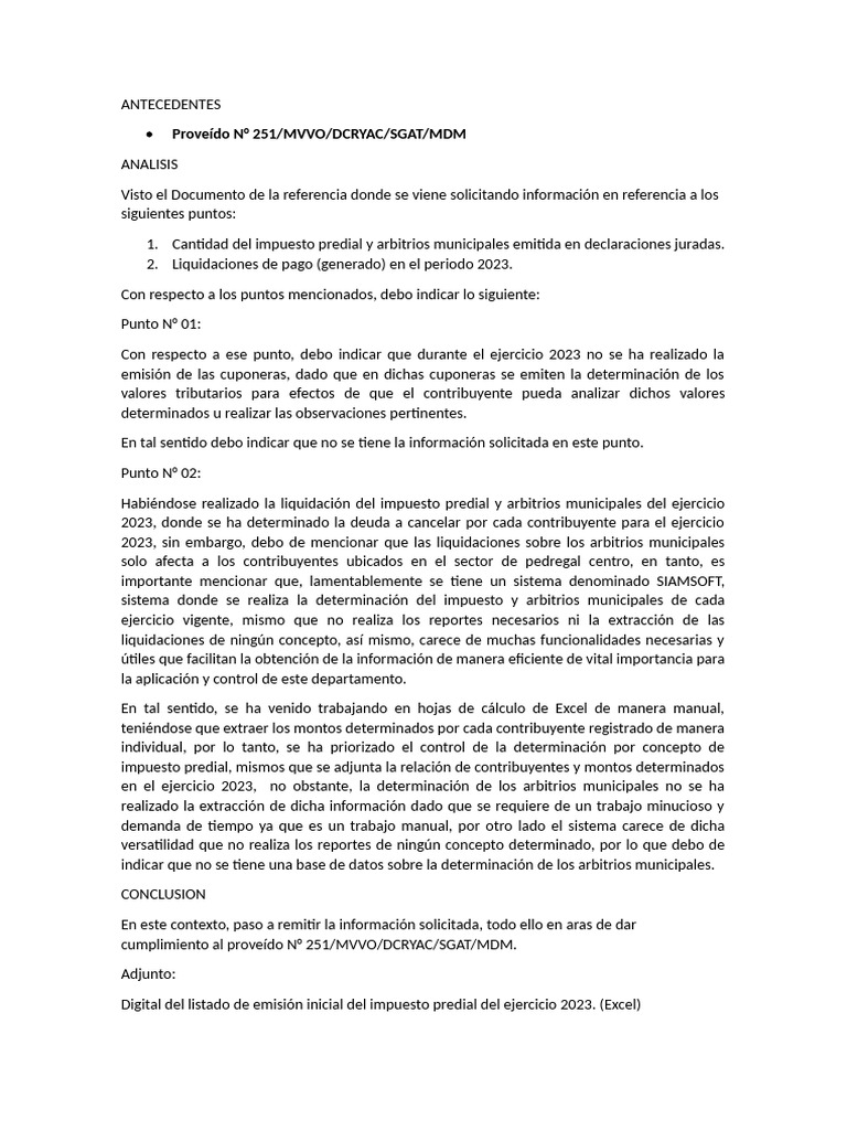 Informe sobre Impuesto Predial 2023 | PDF | Impuestos | Economias