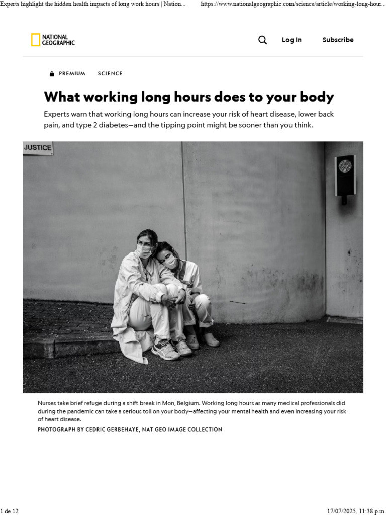 Health Risks of Long Work Hours | PDF | Sedentary Lifestyle | Working Time