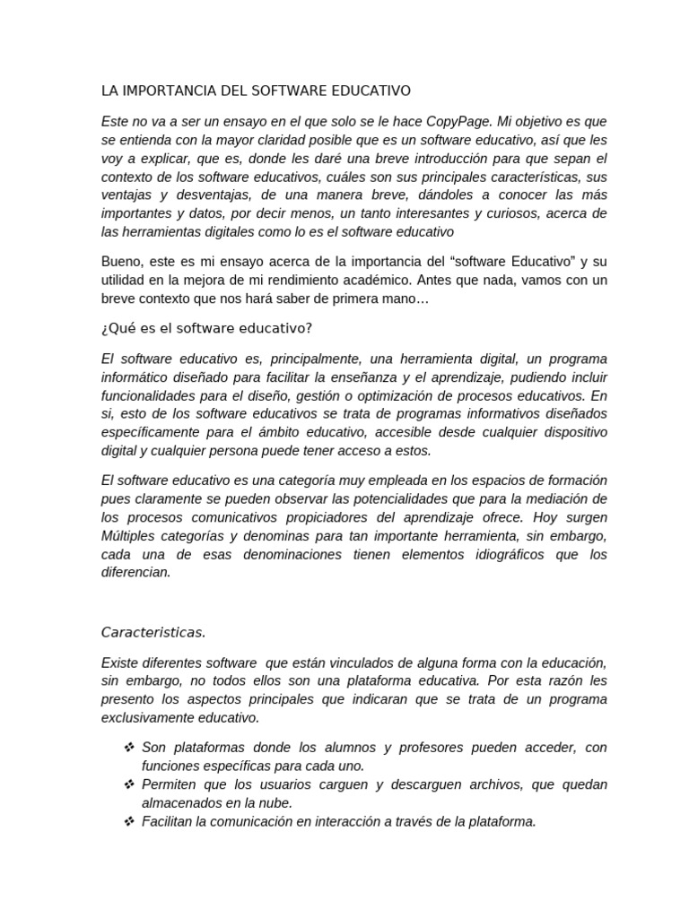 LA IMPORTANCIA DEL SOFTWARE EDUCATIVO GG | PDF | Software | Enseñando
