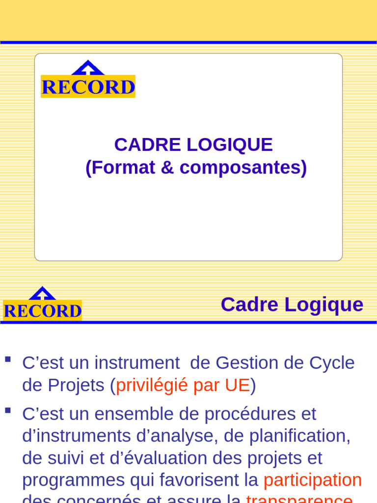 Cadre Logique - Et - Composantes | PDF | Planification