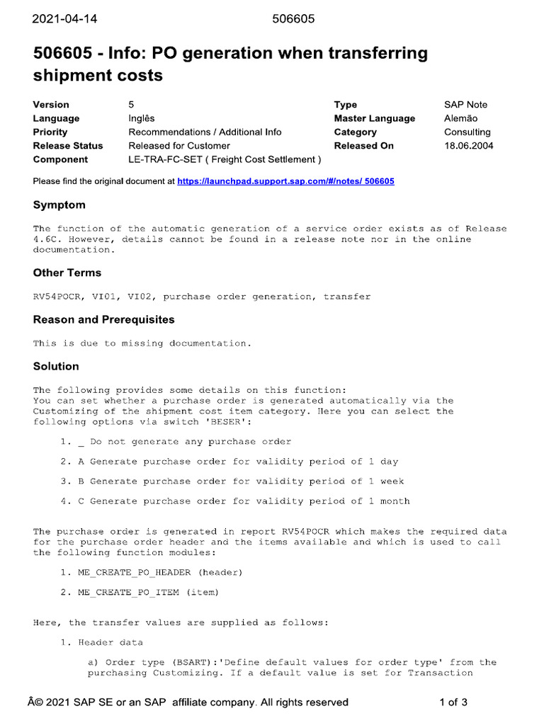 Info PO Generation When Transferring | PDF
