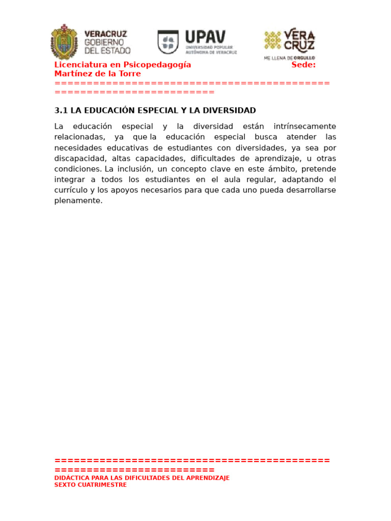 Educación Inclusiva y Diversidad en Psicopedagogía | PDF | Aprendizaje ...