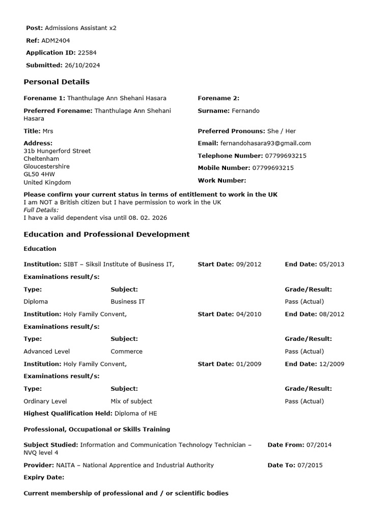 Admissions Assistant Application - Hasara Fernando | PDF | Databases ...