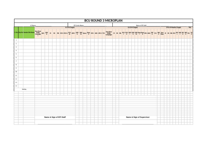 BCU Round 3 Microplan Template | PDF