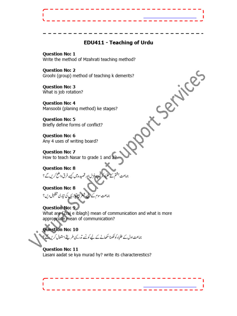 Urdu Teaching Methods Overview | PDF